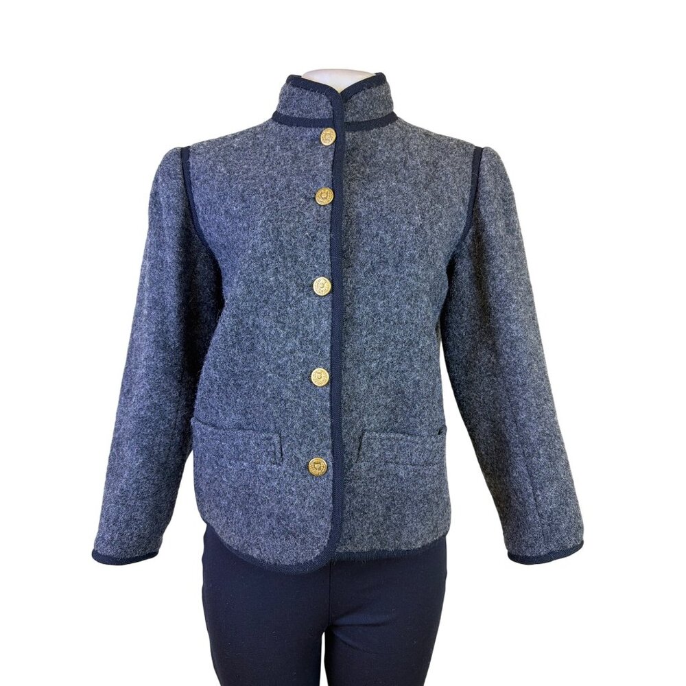 Saint Laurent Womens Gray Wool Button-Up Jacket Gold Accent Pockets Size 38 - Picture 2 of 11